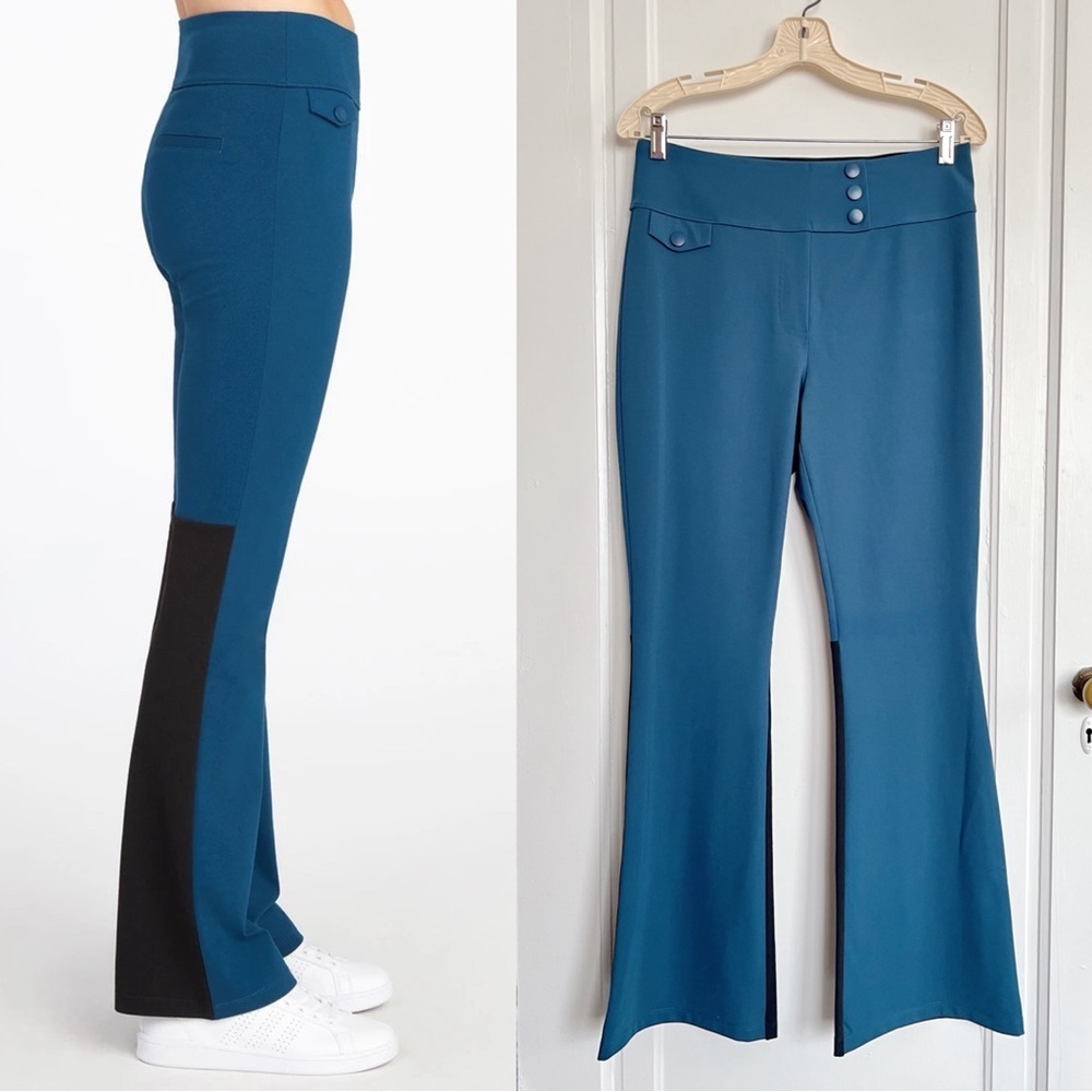 The Cause Collection • Paseo Stretch-Flare Pant colorblock teal black bootcut